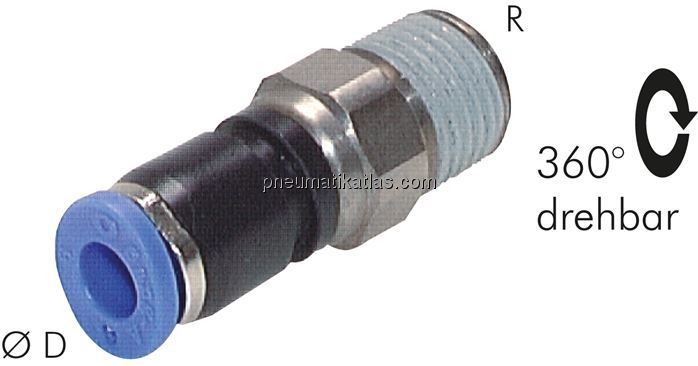 Gerade Drehverschraubung R 1/8"-4mm, IQS-Standard