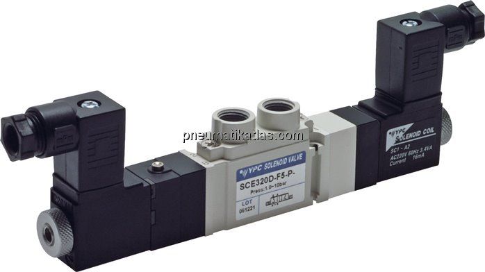 5/3-Wege Magnetventil, G 1/8", geschlossen, 115 V AC