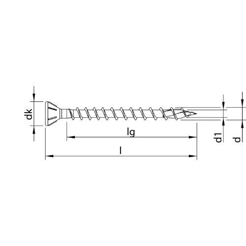 HECO-TOPIX-plus TCS 5,0 x 100, Senkkopf mit Fräsrippen 60°, HECO-Drive, HD-30, Variables Vollgewinde, verzinkt blau, A3K, 100 Stück, VARIANTA-Handwerkerverpackung