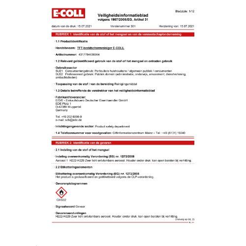 TFT-Bildschirmreiniger 125 ml E-COLL