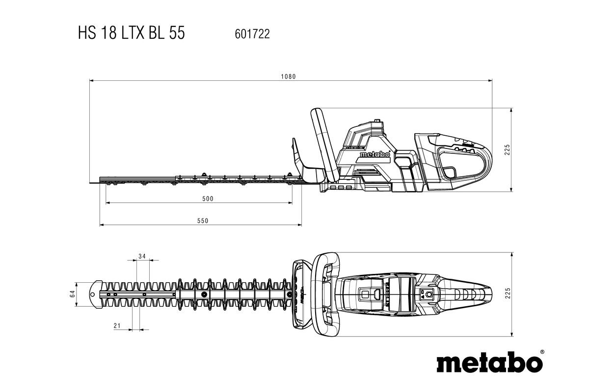 Akku-Heckenschere solo HS 18 LTX BL 55 Metabo ohne Akku ohne Ladegerät Karton