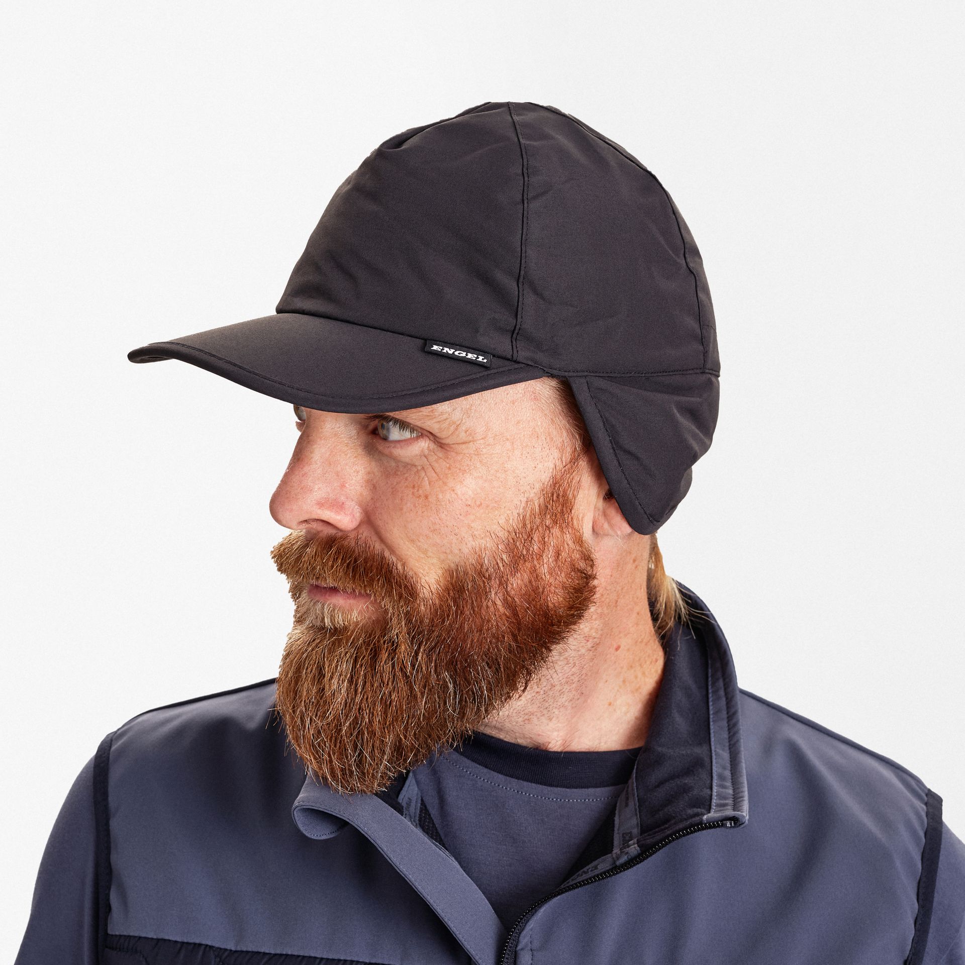 Winter Cap mit Ohrenklappen Schwarz, Gr. 56/57