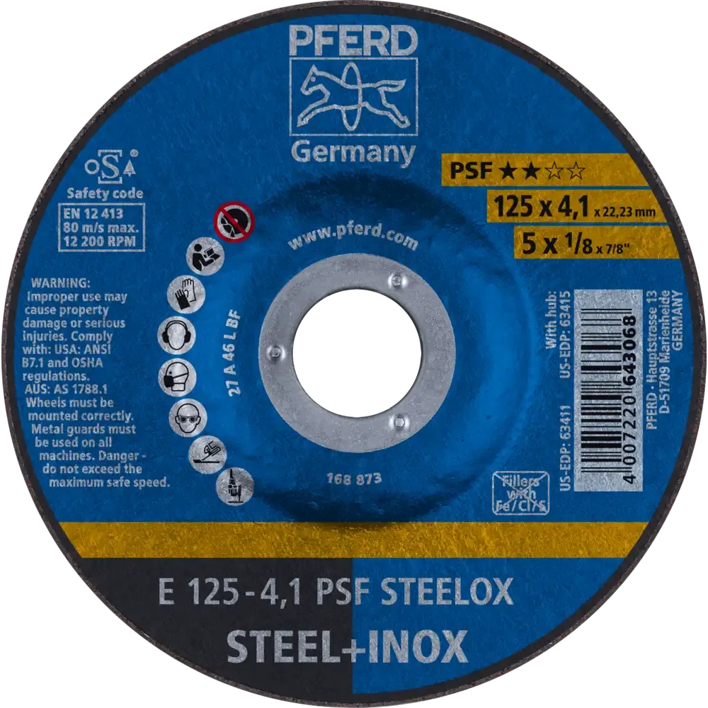 PFERD Schruppscheibe E 125x4,1x22,23mm Universallinie PSF STEELOX