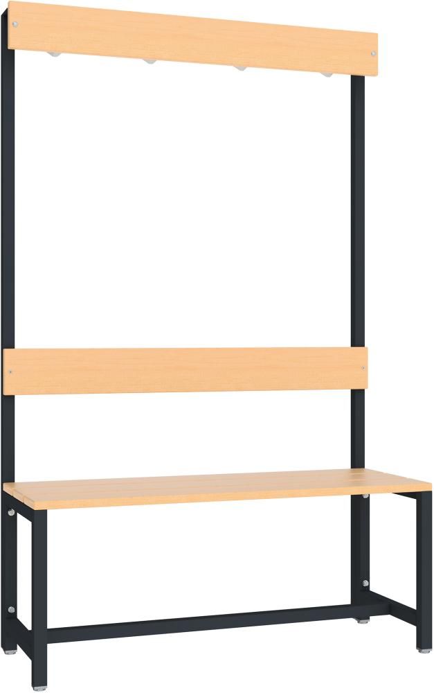 Garderobensitzbank buche einseitig RAL 7016 B1000xT400xH420/1600mm