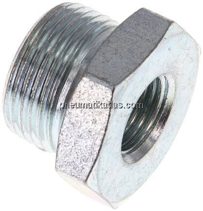Reduziernippel M 22x1,5(AG)-G 1/4"(IG), Stahl verzinkt