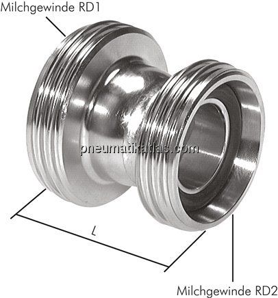 Doppelnippel (Milchgewinde) Rd 58 x 1/6"-Rd 52 x 1/6"