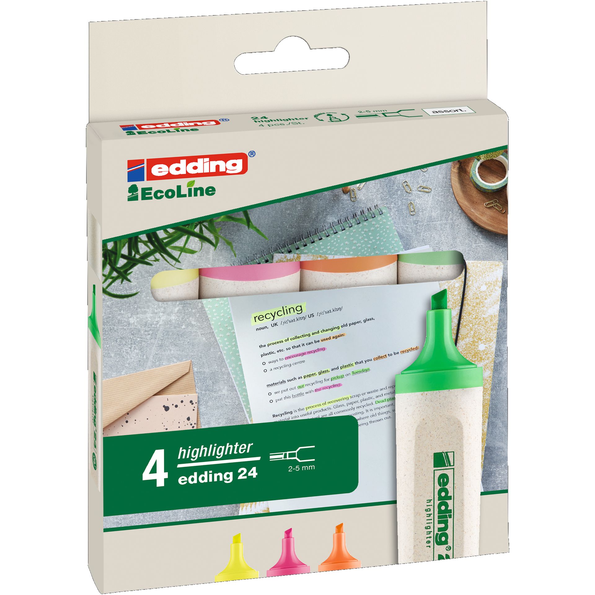 Textmarker 24 EcoLine  sort 4St