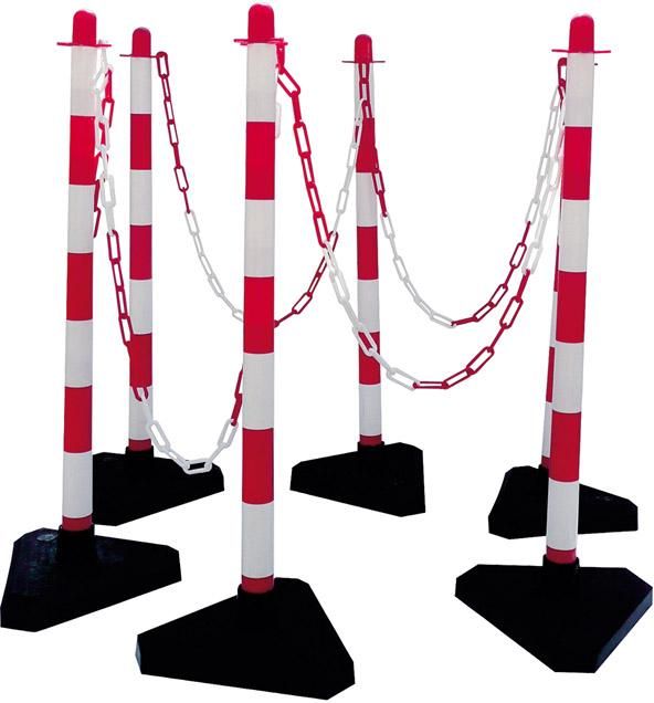 Kettenständer-Set Kst. H950xD40 mm rot/weiß 6 Pfosten, 10m Kst.-Kette