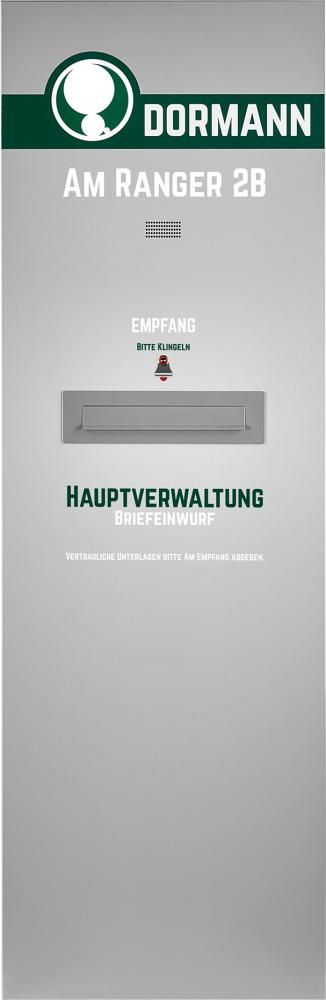 Briefkastenstele Madrid integrieter Briefkasten B730xT167XH2000 mm Aluminiumrahmen elox.