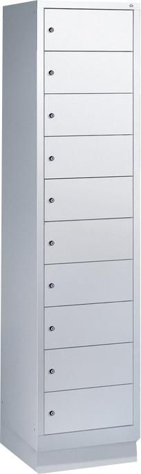 Laptopschrank 1x10Fächer B420xT500xH1800 mm RAL 7035 mit Elektrifizierung
