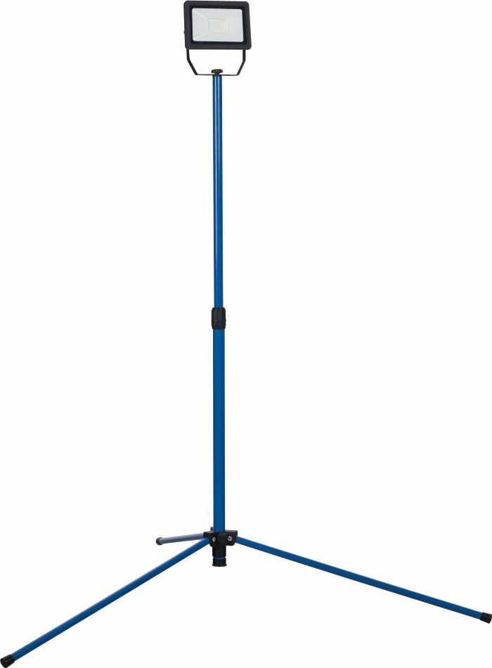 schwarz, auf blauem Stativ, max. 1,60m, 3m leichte Gummischlauchleitung H05RN-F 3G1,0 mit Schutzkontaktstecker.