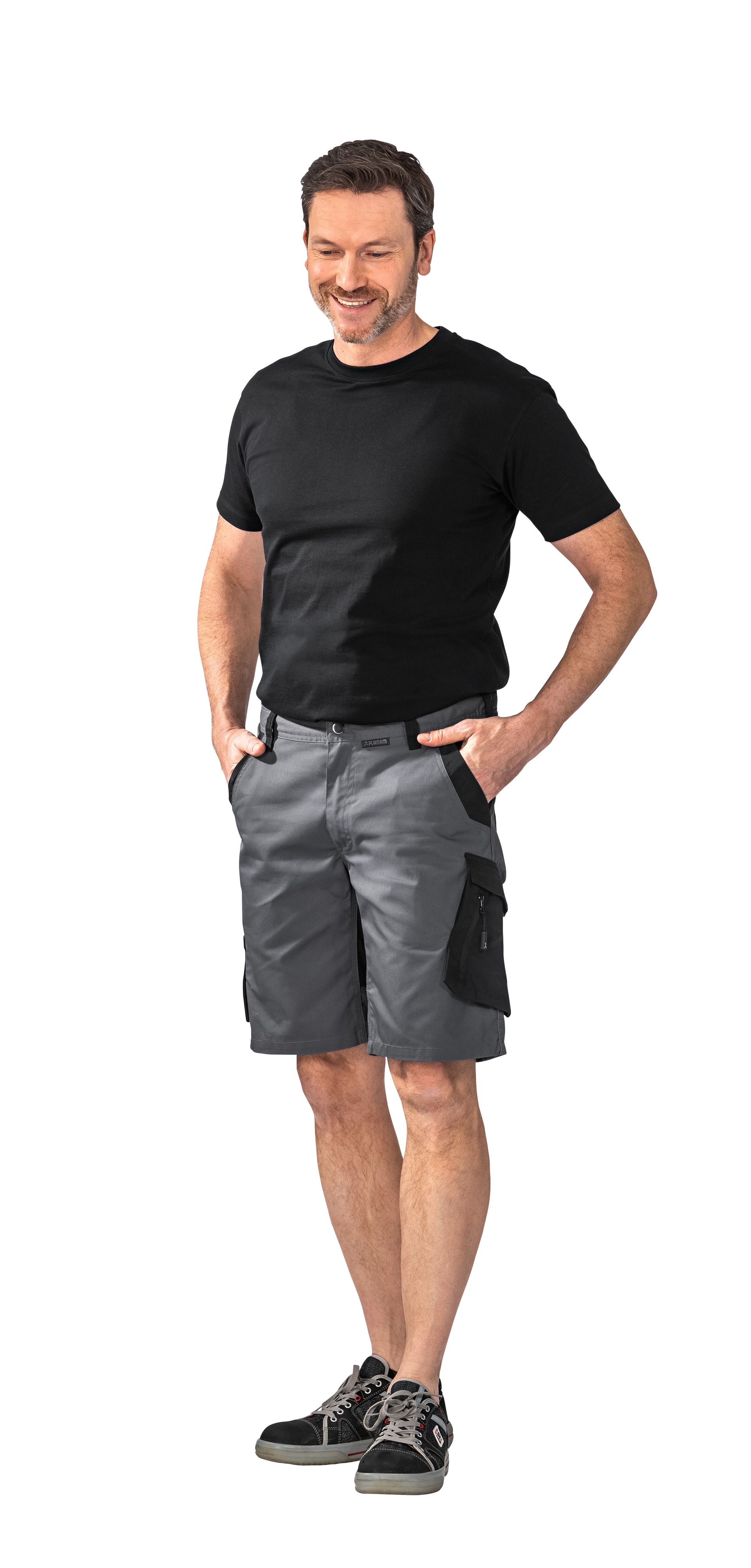 Planam Herren Shorts Norit schiefer/schwarz Gr. XS