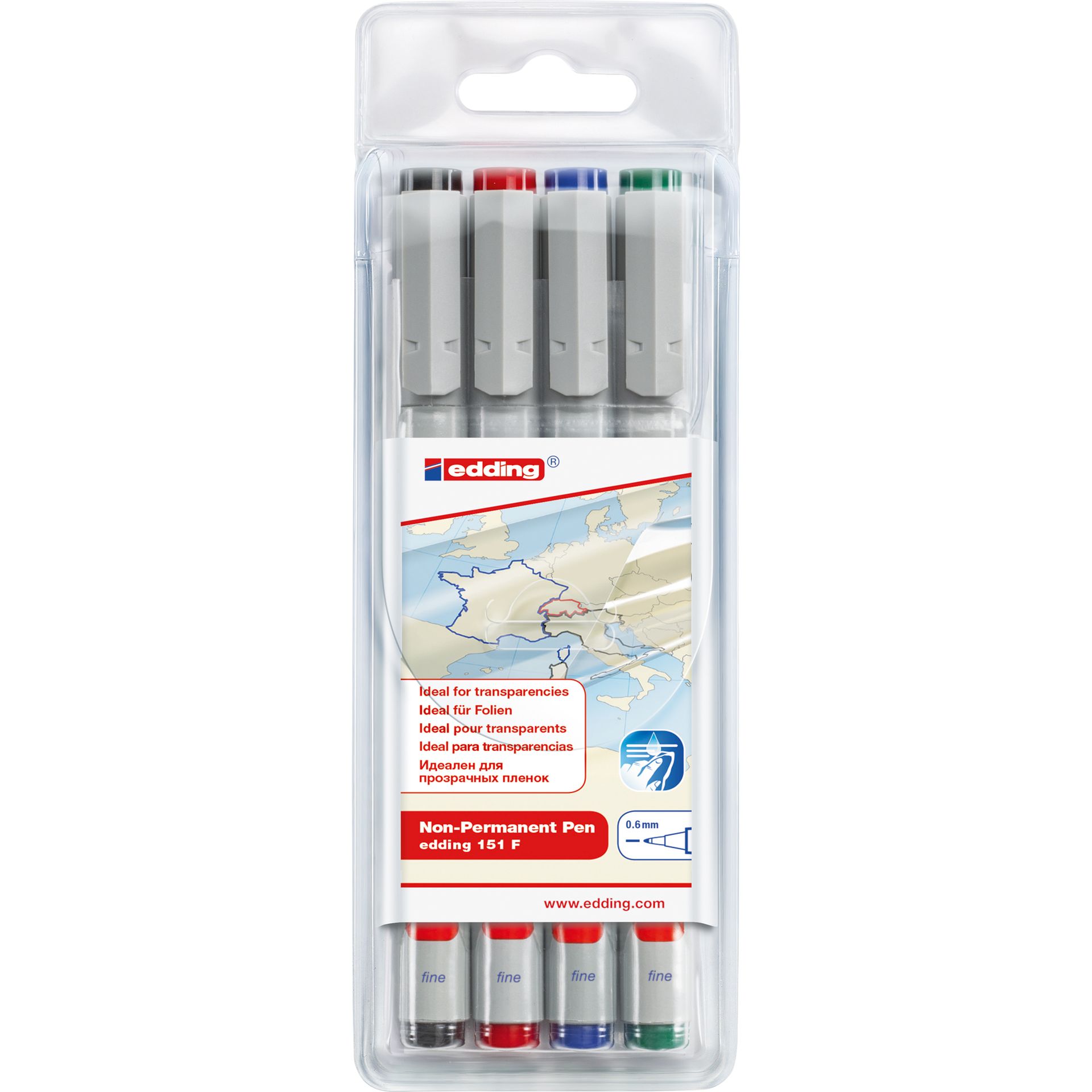 Folienschreiber  non-permanent sort 4St
