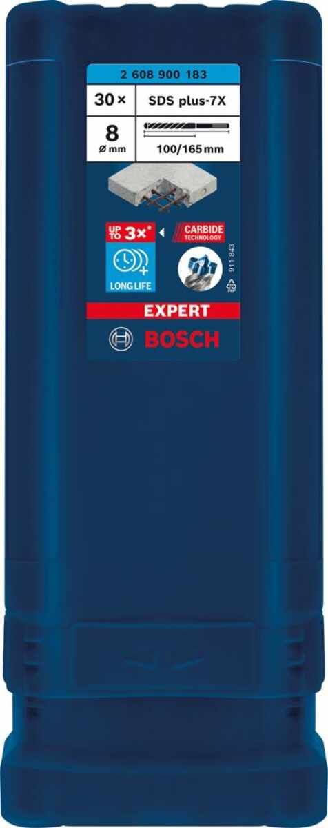 Hammerbohrer EXPERT 8x100x165 mm Bosch VE à 30 Stück SDS plus-7X