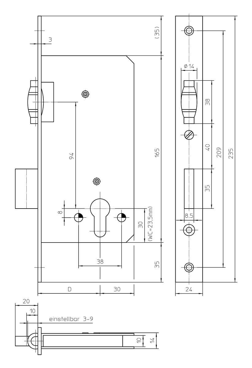 KFV Pendeltürschloss 55 F24 altsilber lack. GE1356