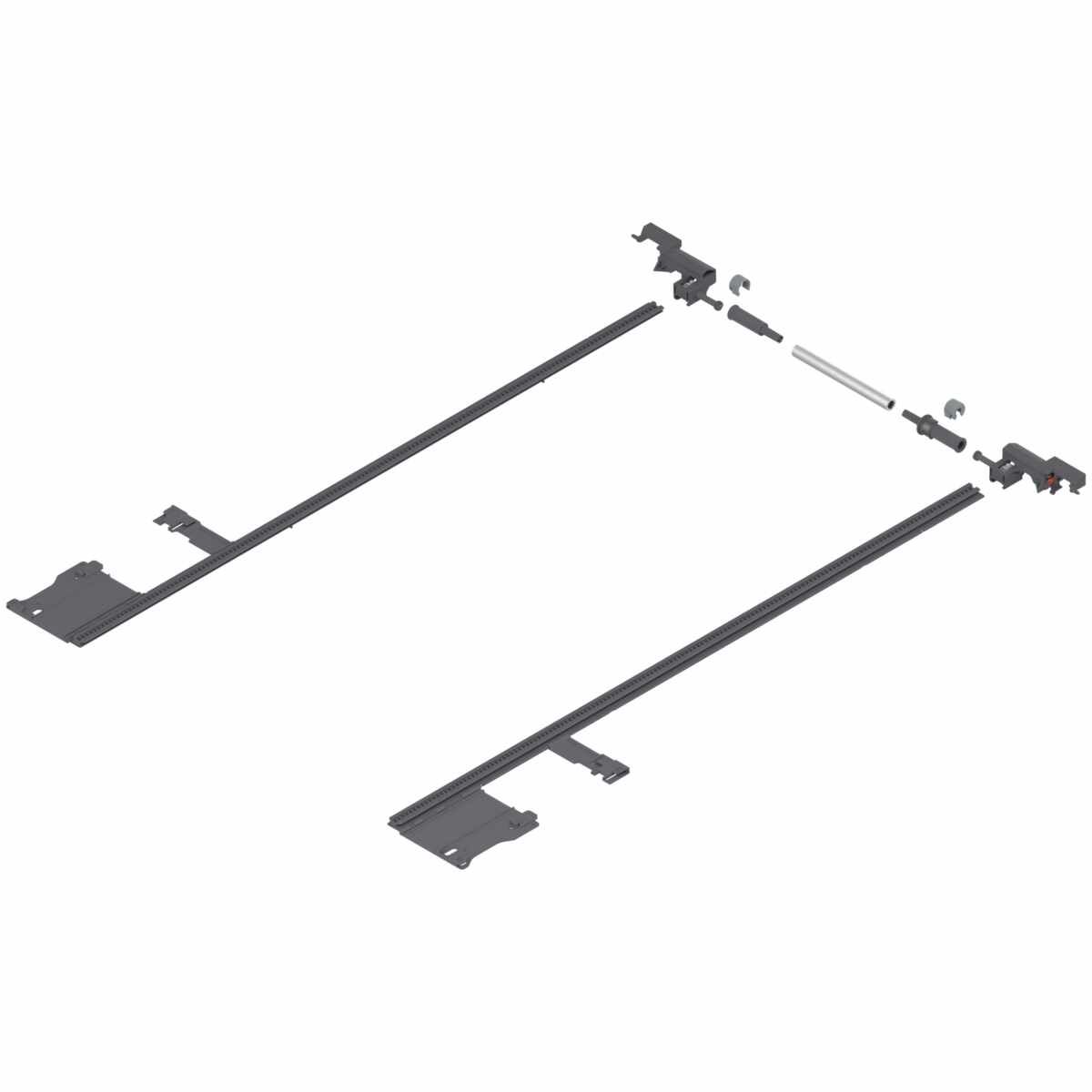LEGRABOX Seitenstabilisierung, NL=650 mm, KB=1400 mm, Vollauszug, zum Ablängen, R7037 staubgrau