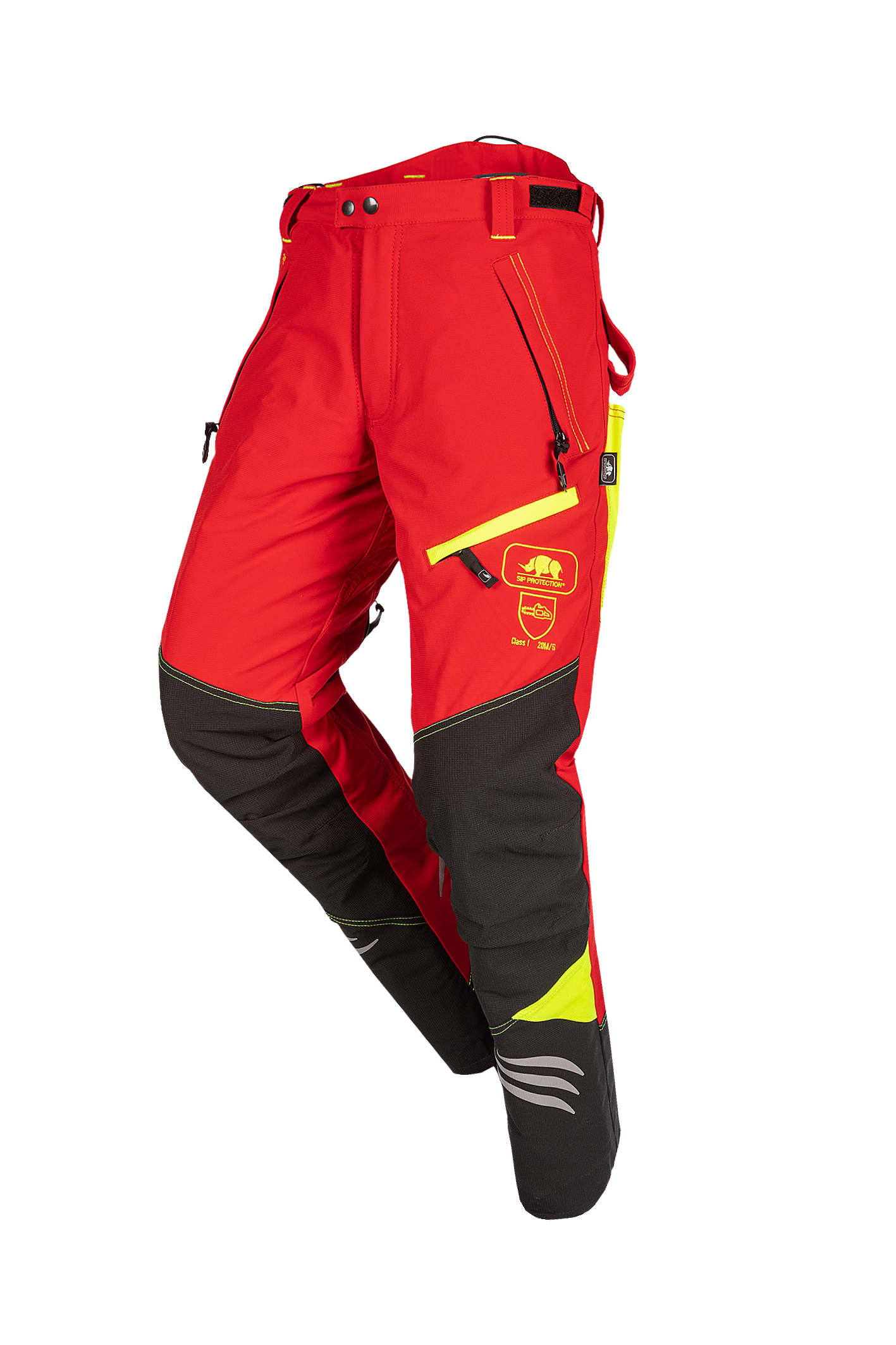 SIP Schnittschutzhose Ninja rot/leuchtgelb Gr. S kurz