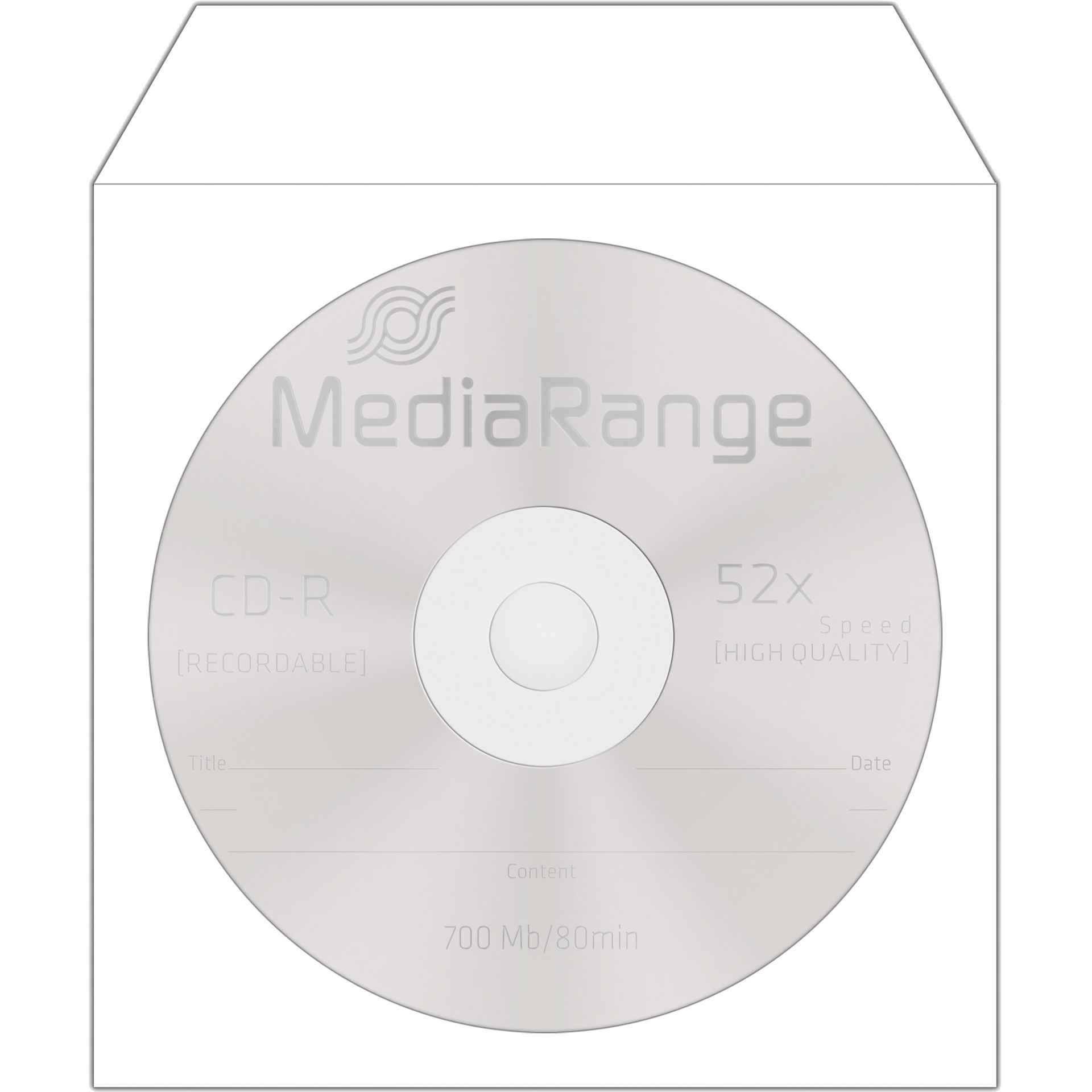 Media Range CD/DVD Hülle  mF sk Papier ws 100St