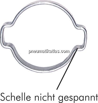 2-Ohr-Schlauchschelle 3,4 - 5mm, Stahl verzinkt (W1)