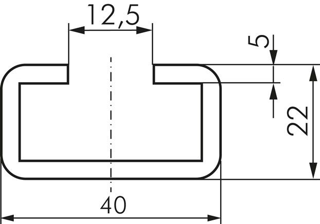 C-Tragschiene, 40x22mm, Stahl blank, 1mtr.