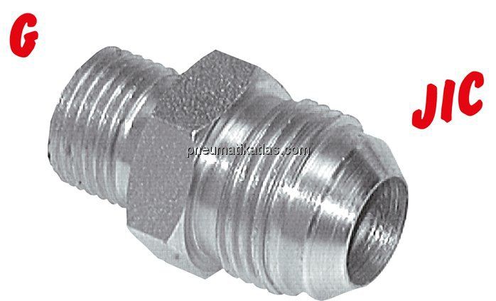 Doppelnippel G 1/4"-UNF 7/16"-20(JIC), Stahl verzinkt