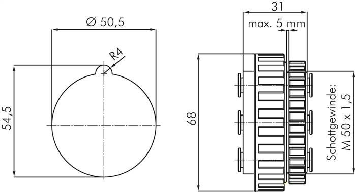 Mehrfachkupplung 12x 4mm Schl.,komplett Stecker & Muffe, rund