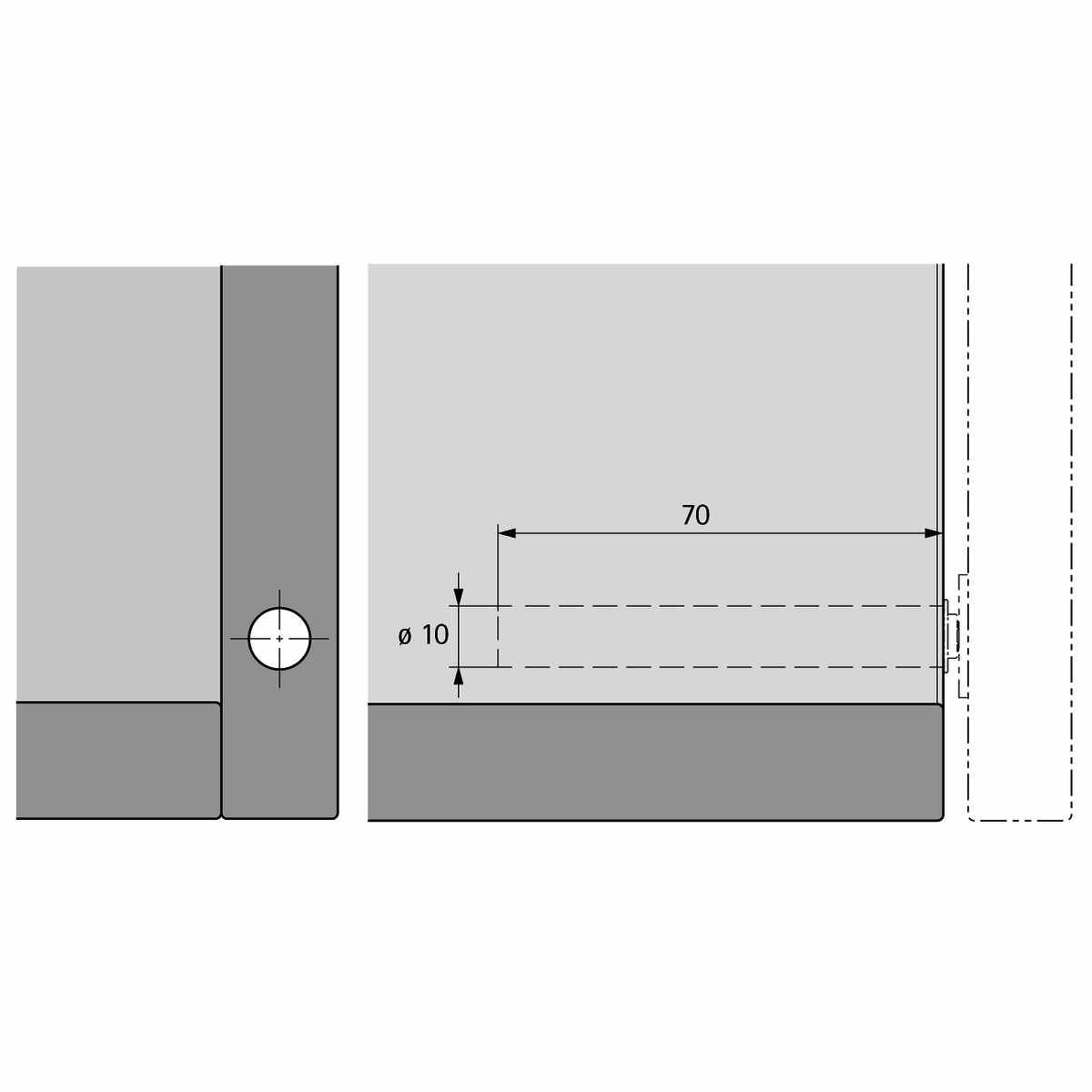 Push To Open Magnet langhub z.Einbohren lichtgrau