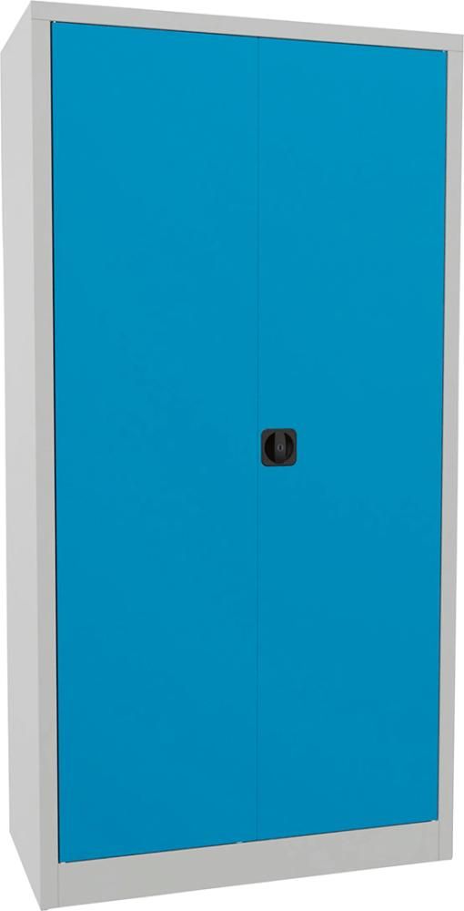 PAVOY Flügeltürenschrank mit Vollblechtüren 4 Ein-legeb. verz. RAL7035/RAL-5012 B1000xT500xH1950mm