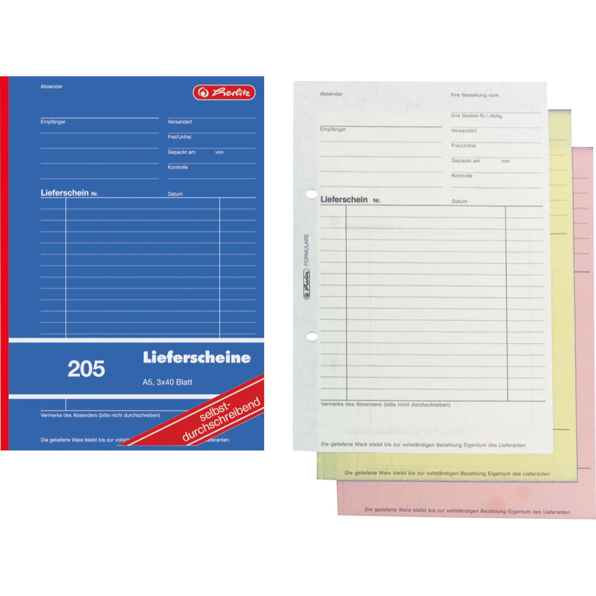Lieferschein 205 DIN A5 sd 3x40Blatt