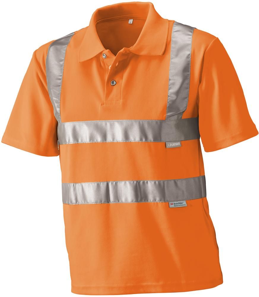 Planam Warnschutz-Polo-Shirt, Warnorange, Gr. S