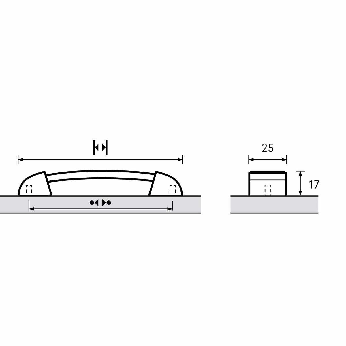 Griff Agliano, Bohrabstand 128, L 142 mm, B 25 mm,