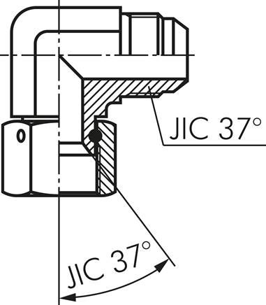 90°-Einschraubwinkel, UNF 7/16"-20 (JIC), Stahl verzinkt