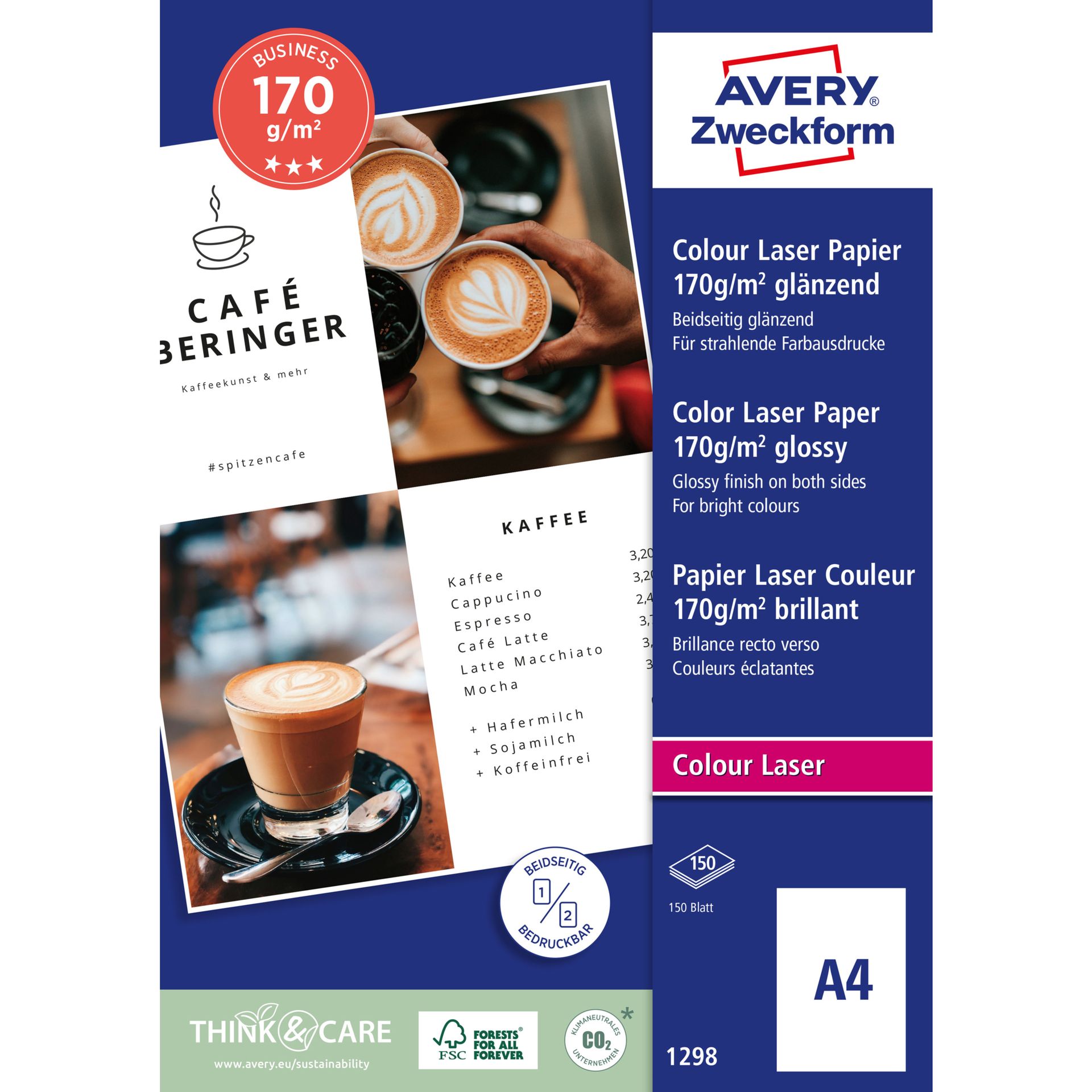 Farblaserpapier A4 beids. gl. 170g 150Bl