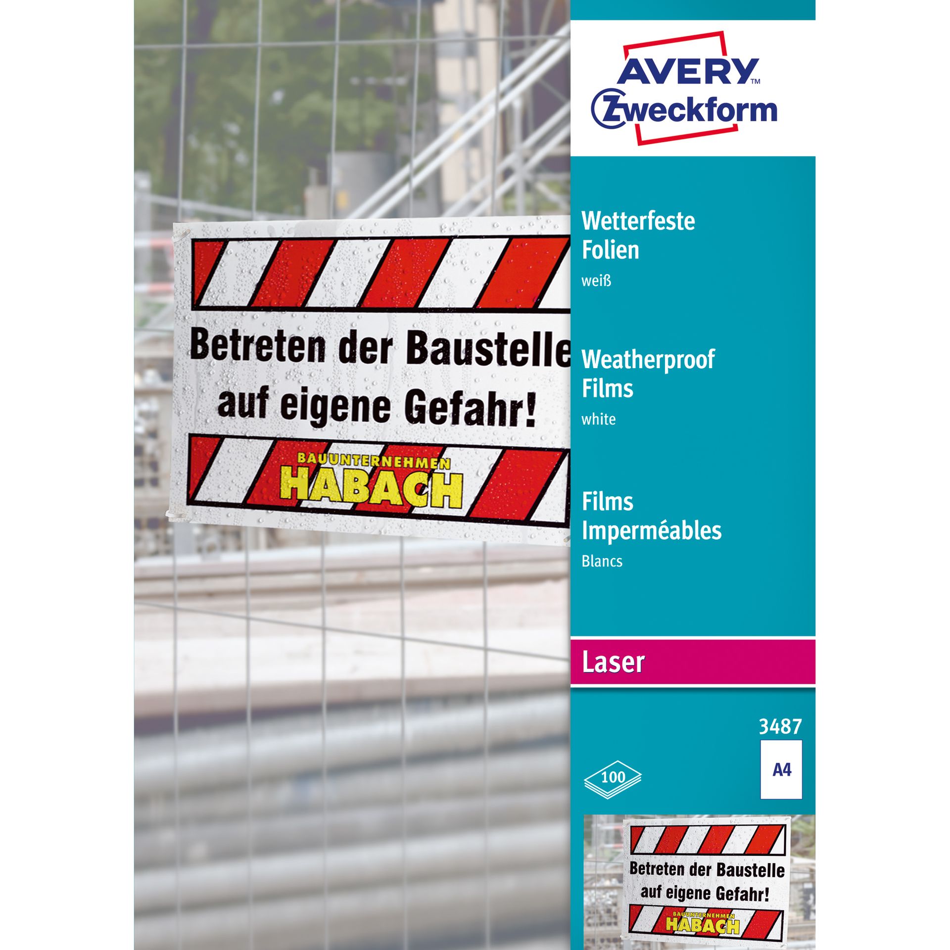 Laserfolie 210x297mm wetterfest 100 St./Pack.