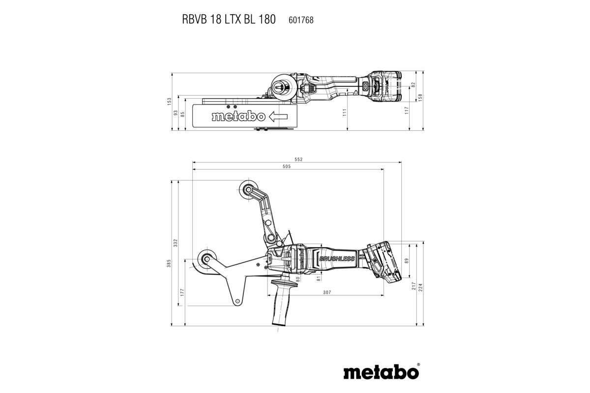 Akku-Rohrbandschl. solo RBVB 18 LTX BL 180 Metaboohne Akku ohne Ladegerät metaBOX