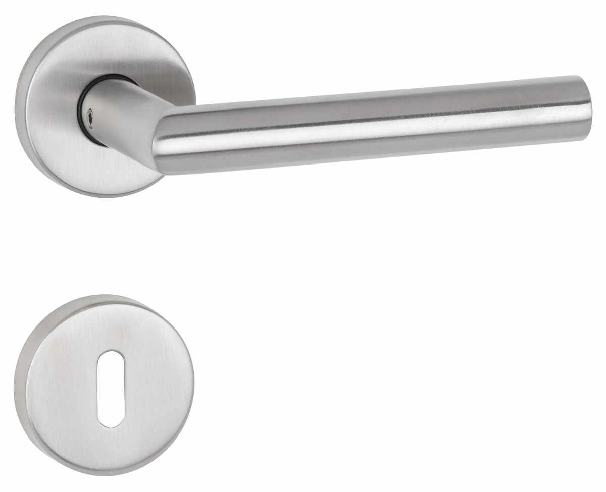 ZT-Drückerpaar 1892 BASIC 02 / 19 mm - mit Rosetten 2036 ST - ohne Schlüsselrosetten - mit Rückholfeder, Türstärke 38 - 42 mm