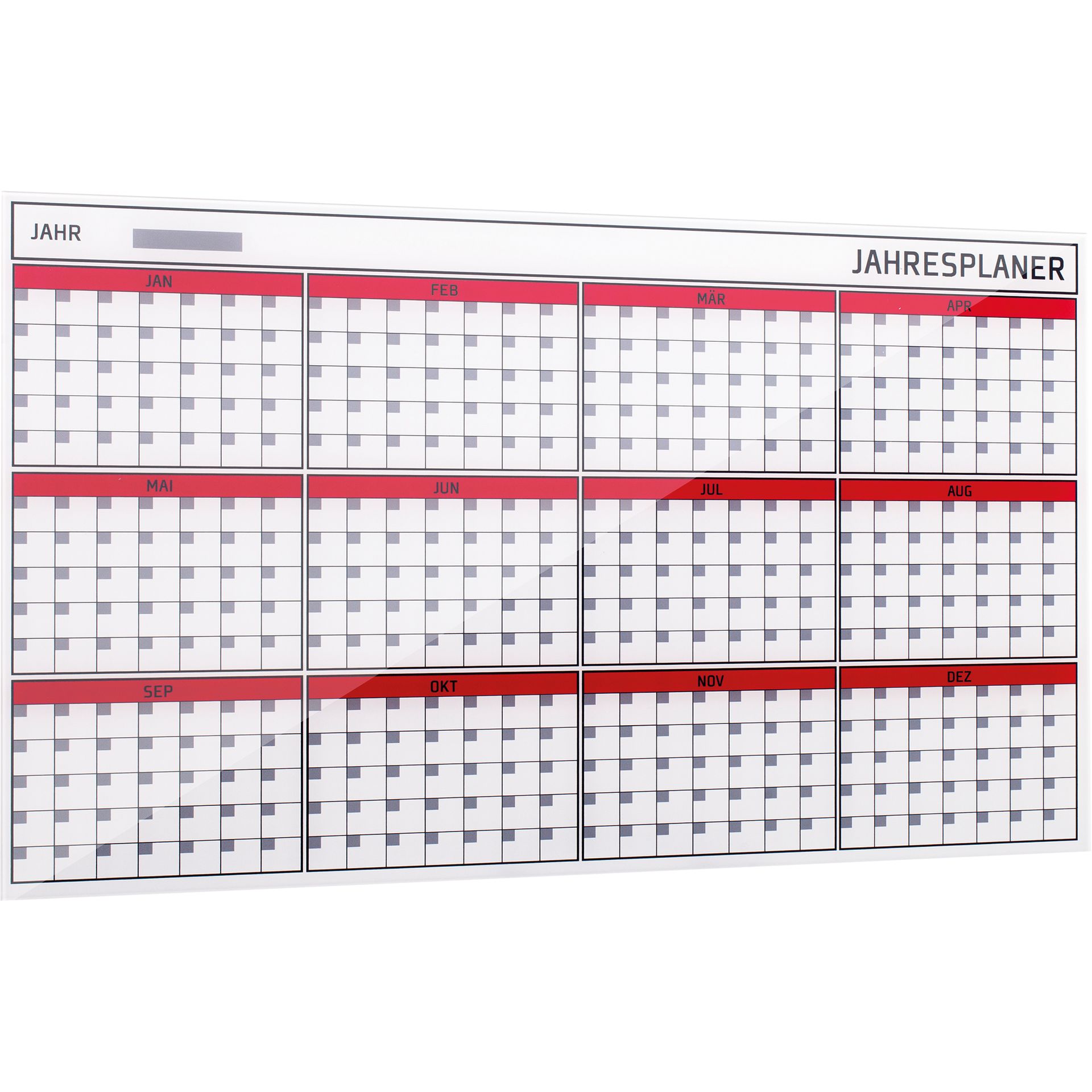 Jahresplaner Glas Kollektion 4mm weß