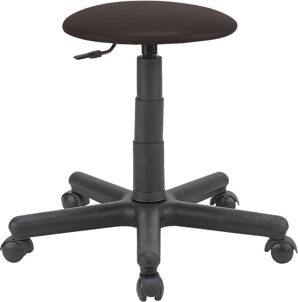 Drehhocker Goliath Kunstledersitz schwarz Sitzhöhe 395-530 mm mit Rollen
