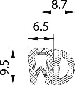 Flexibler Kantenschutz, PVC/EPDM Hohlprofil