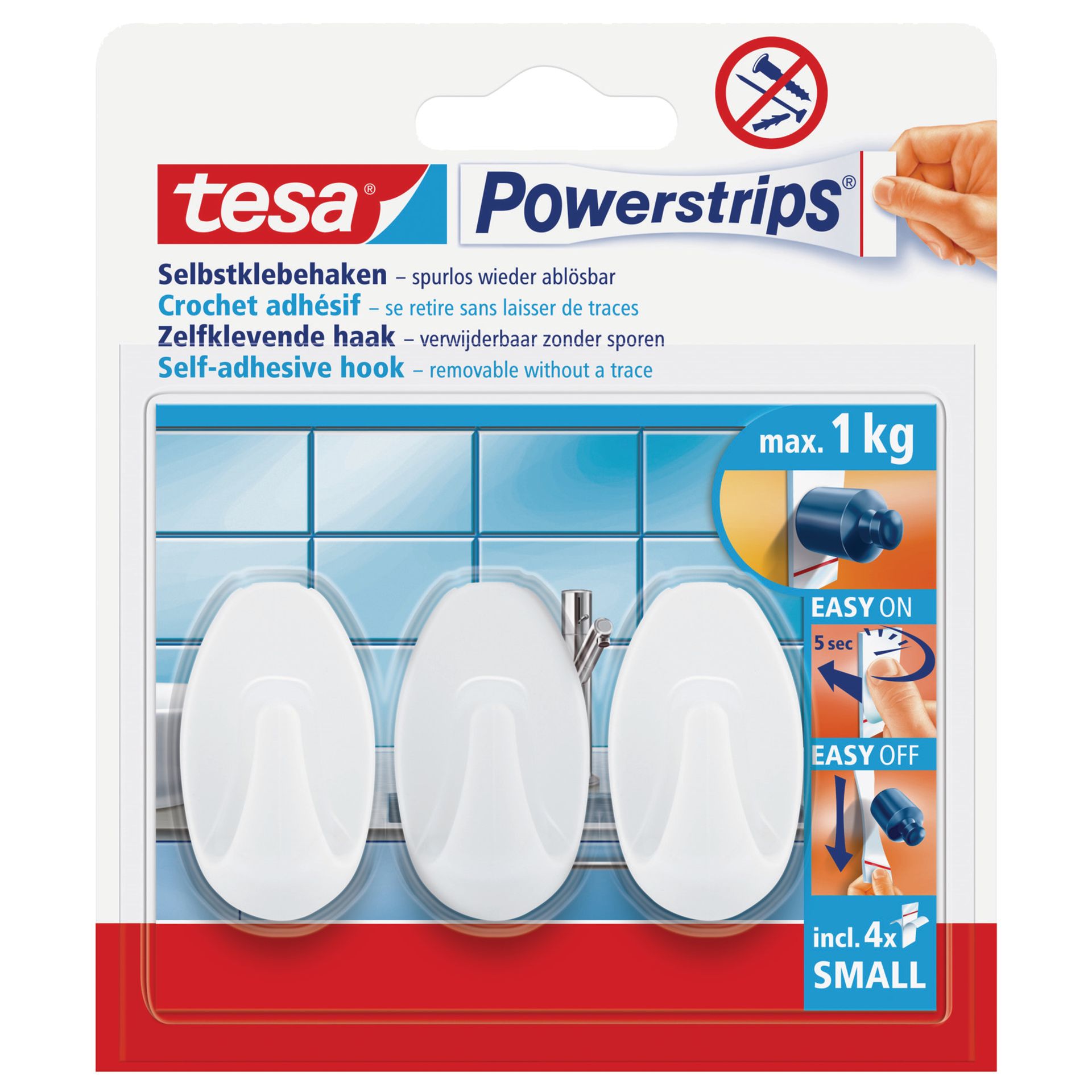 Powerstrips Haken small oval weiß 3 St./Pack