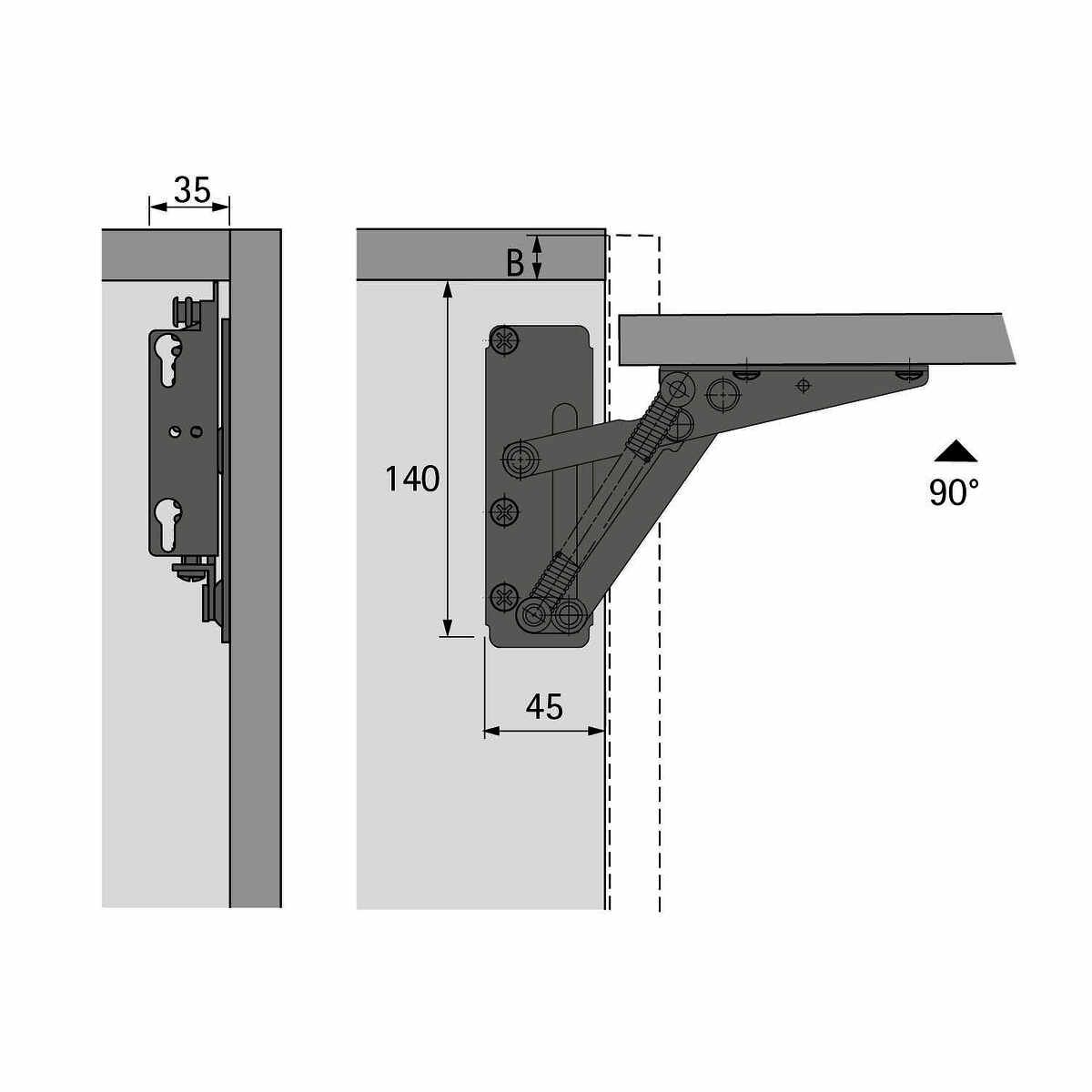 Klappenbeschlag Lift 90
