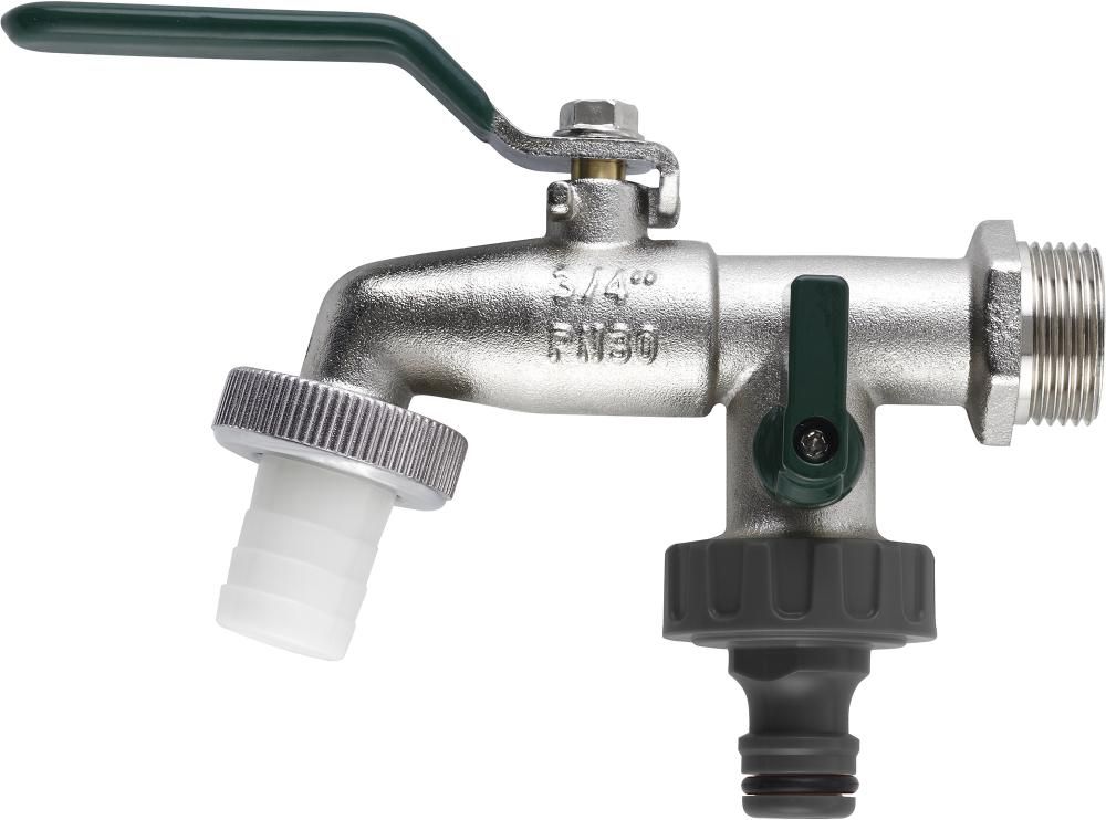 Doppel-Kugel-Auslaufhahn 1/2" m.Stecksystemanschl.