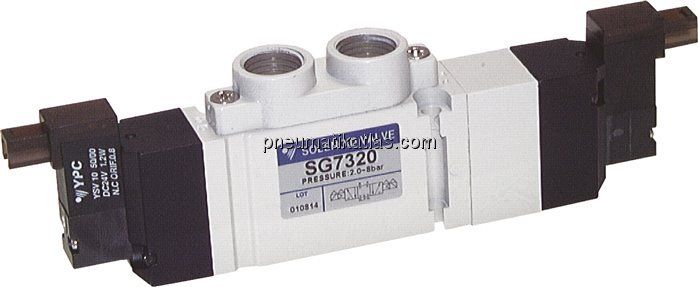5/3-Wege Magnetventil, G 1/4" (G 1/8"), geschlossen, 24 V=