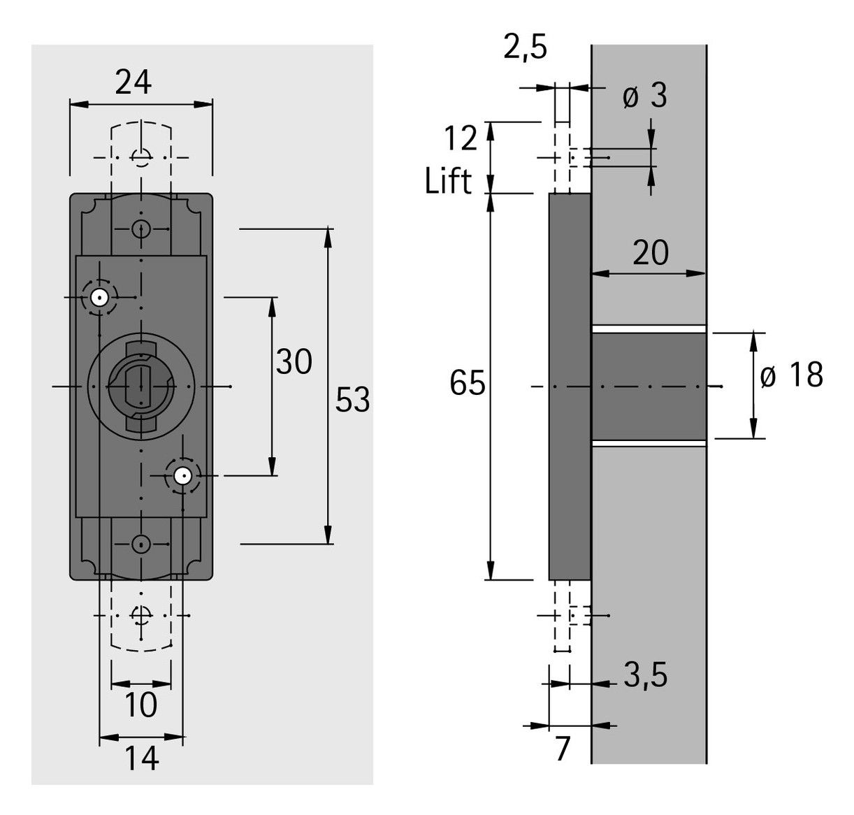 HETTICH Set Zylinderschubstangenschloss Z23