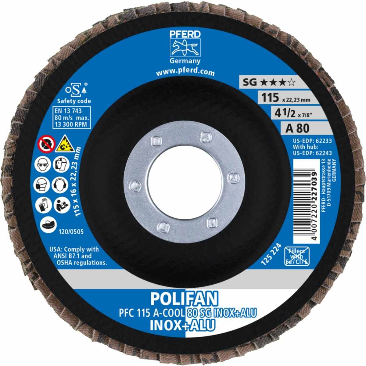 PFERD POLIFAN-Fächerscheiben PFC 115 A-COOL 80 SG INOX+ALU