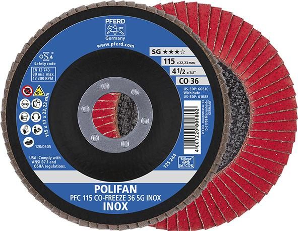 Fächerschleifscheibe COFREEZE gewölbt 115mm K36 Pferd