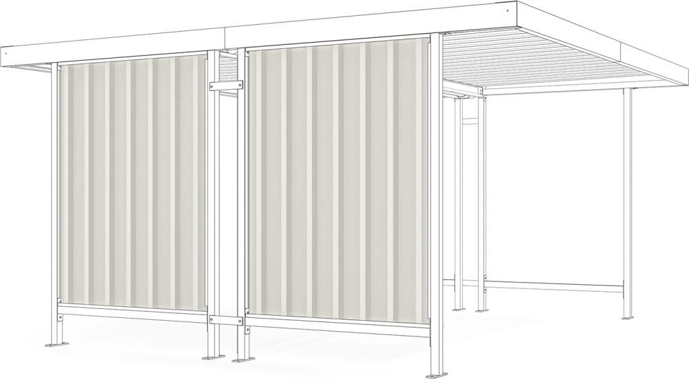 Seitenwand aus Trapezblech RAL 9002 grauweiß für Überdachung Mod. Leipzig