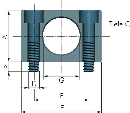 ACE-Klemmflansch, M 5x0,5, seitliche Befestigung