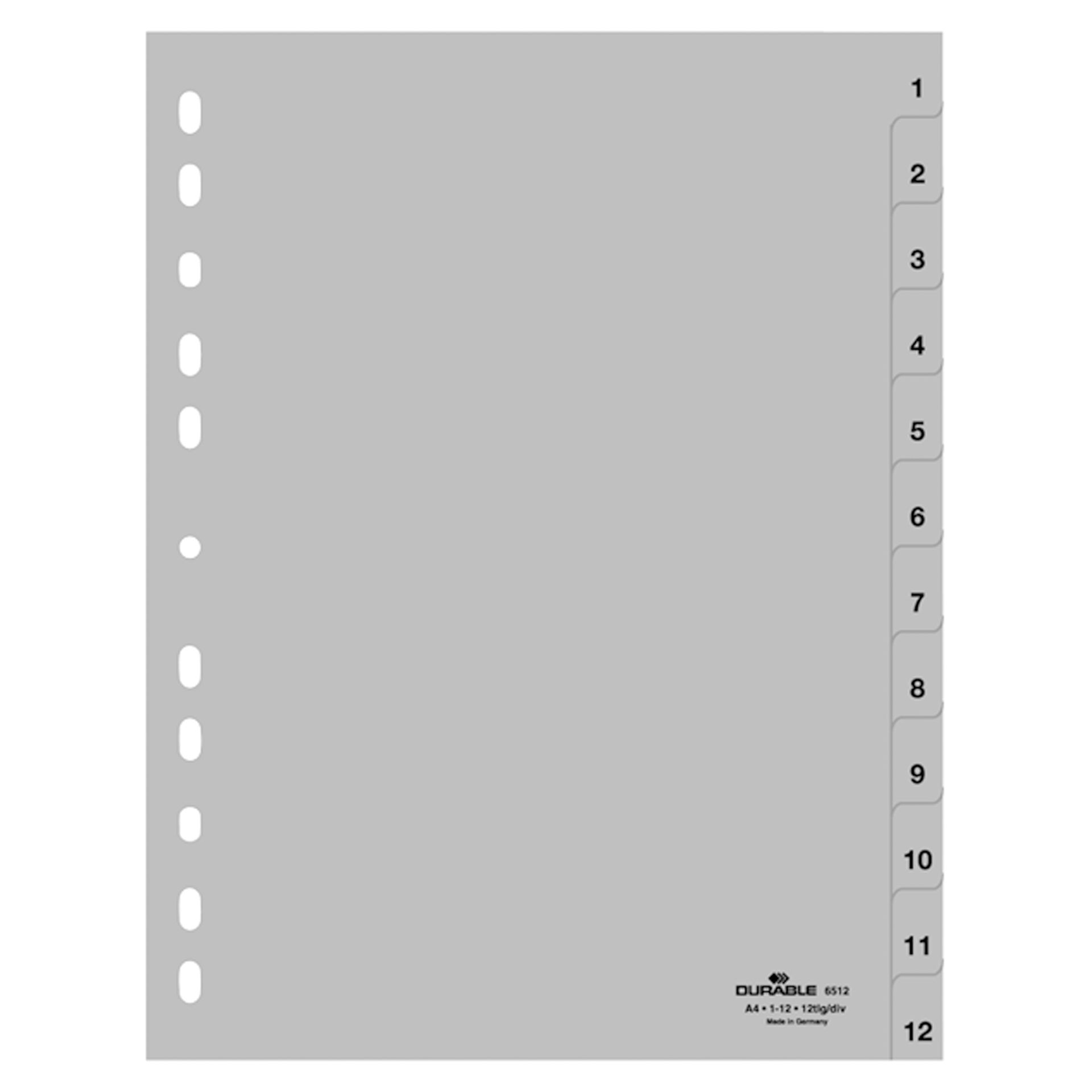 Ordnerregister für A4 1-12 12tlg geprägte Taben