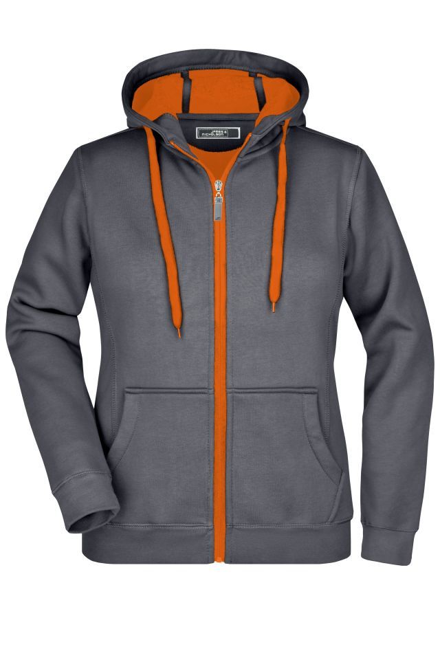 Ladies' Doubleface Jacket Sportive Jacke mit Kapuze grau/orange, Gr. M